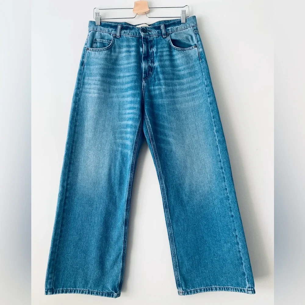 Weekend Max Mara Crop High Rise Wide Leg Jeans Light Wash Women Size 10 Skater